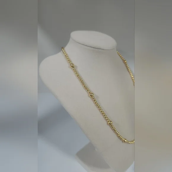 Elegant Gold Beaded Necklace with Pearl Pendant NWOT - Picture 6 of 8